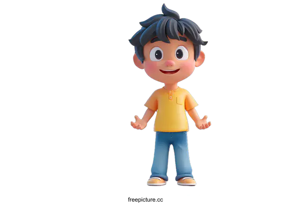 [Transparent Background PNG]Cartoon Boy With Open Arms Illustration