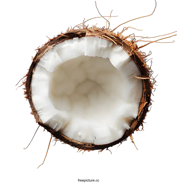 [Transparent Background PNG]Close Up of a Halved Coconut