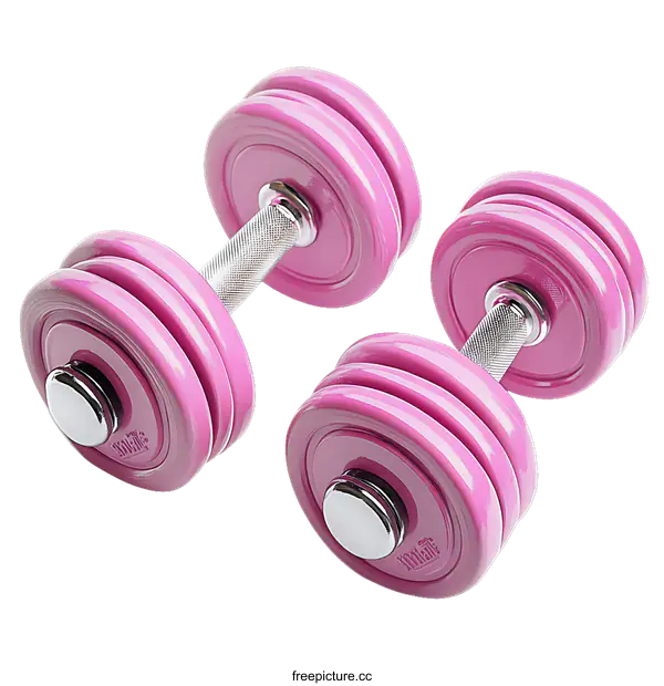 [Transparent Background PNG]Pair of Pink Exercise Dumbbells