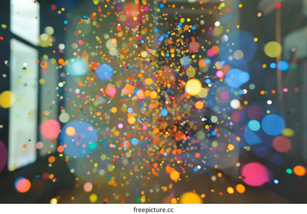 Colorful Confetti Falling Through Air
