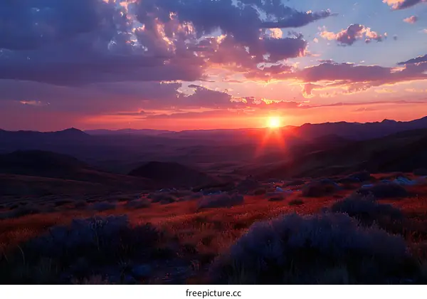 Sunset Over Rolling Hills