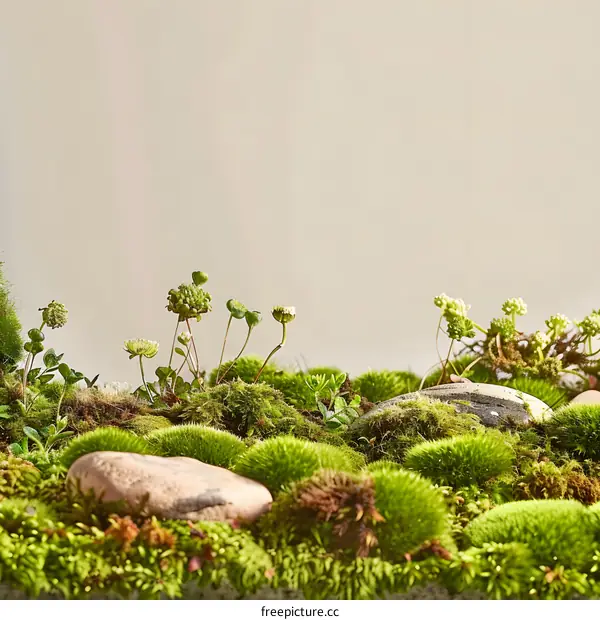 Green Moss and Stones Texture Background