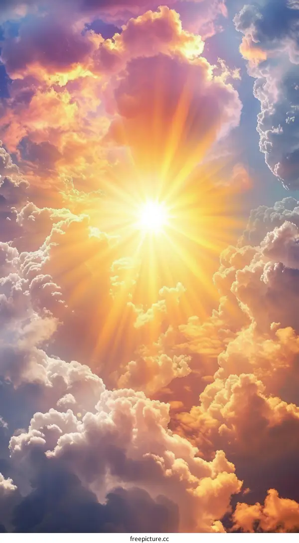 rays of light from the sky with clouds