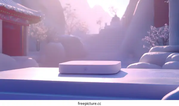 White Router on Snow With Chinese Style Background