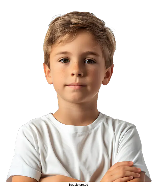 [Transparent Background PNG]Portrait of a young boy with freckles