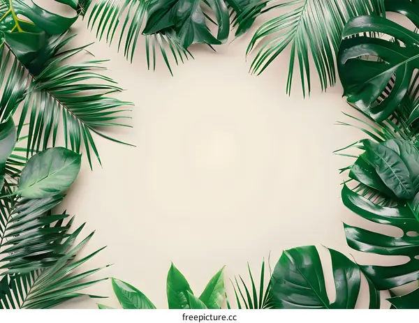 Tropical Leaves Frame Background