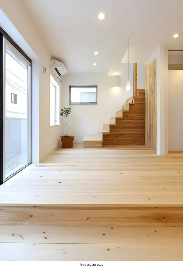 Modern Minimalist Wooden Staircase Interior Design