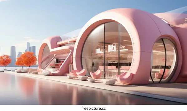 Futuristic Building with Large Glass Windows