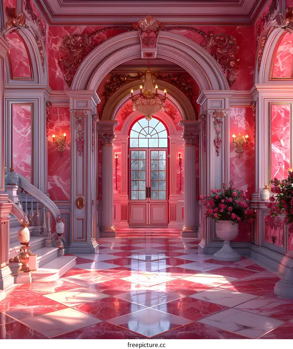 Pink Marble Archway Corridor