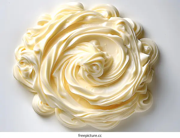 Close-up of a white creamy substance with a smooth surface