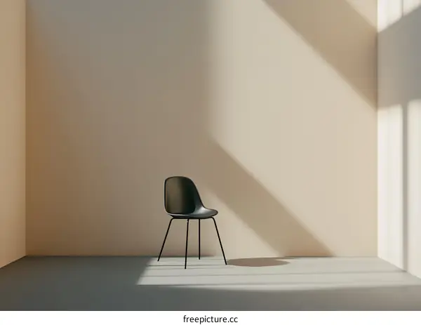 Minimalist Black Chair in a Modern Room with Sunlight Streaming In