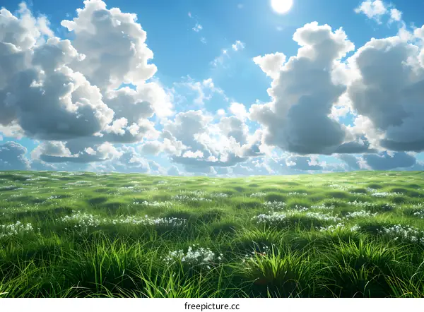 Green Grass Field Under Blue Sky