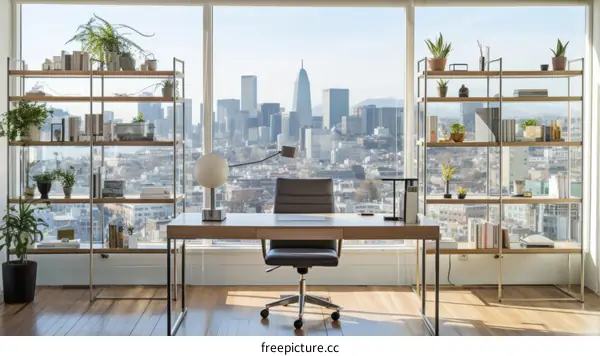 Modern office with a view of the city