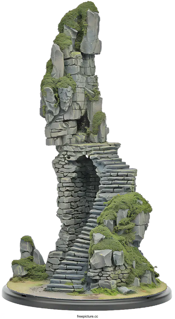 [Transparent Background PNG]Stone Ruins with Moss and Steps