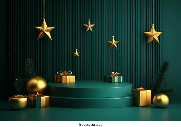 Christmas Scene 3D Illustration with Gift Boxes