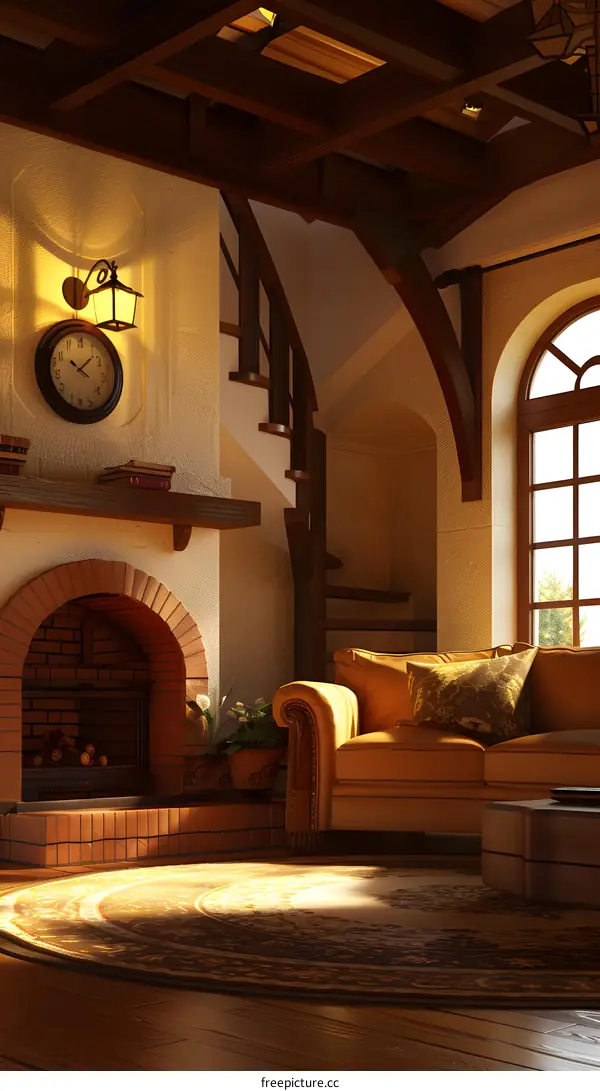 Cozy Living Room Interior Design With Fireplace