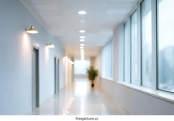 Modern Empty Office Corridor with Natural Light