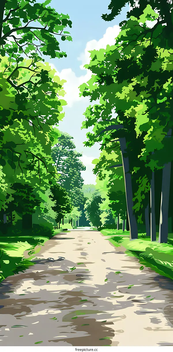 Green Trees and a Path Leading into the Forest