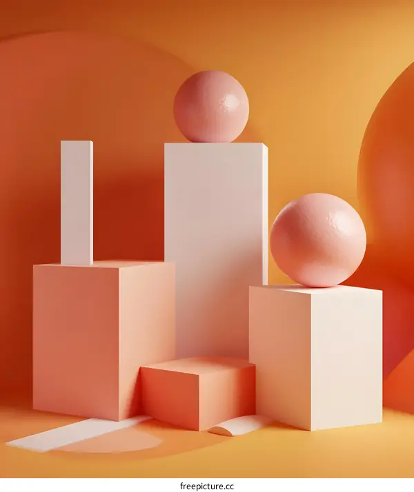 Abstract Geometric Shapes in Orange and White