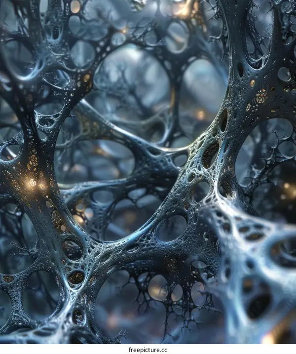 Blue Organic Cells Close Up