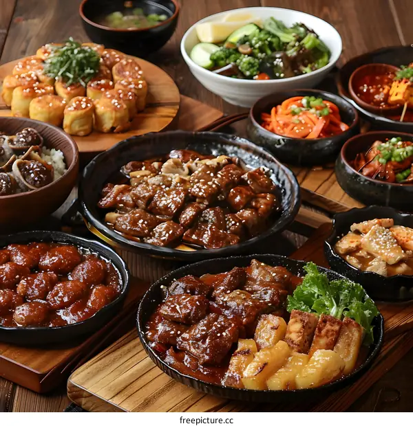 Delicious Asian Food Dishes with Variety of Flavors