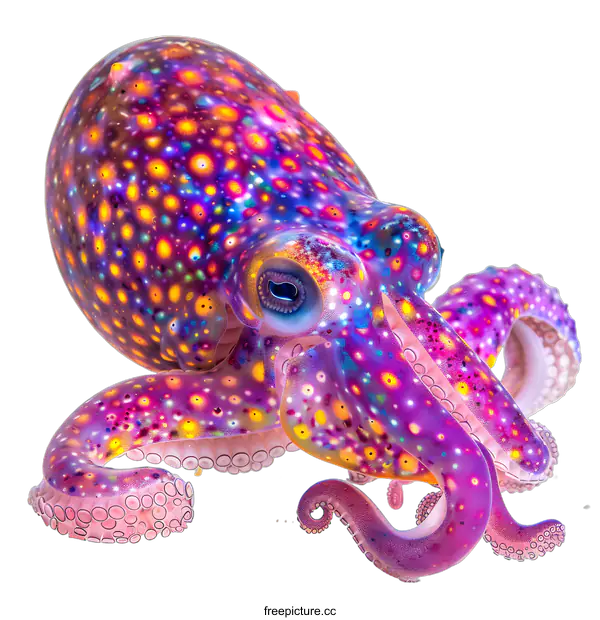 [Transparent Background PNG]Colorful Octopus on White Background
