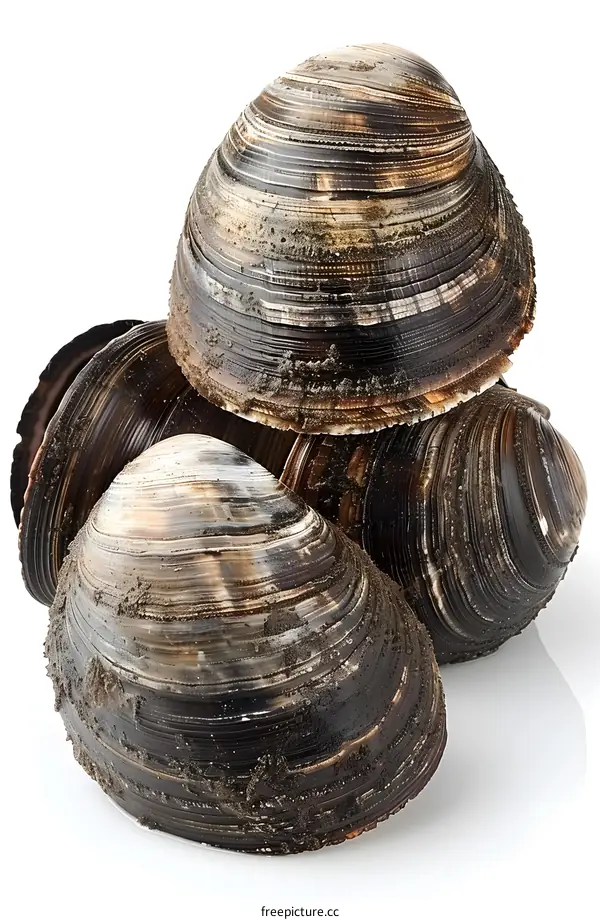 Fresh Clam Shells on White Background