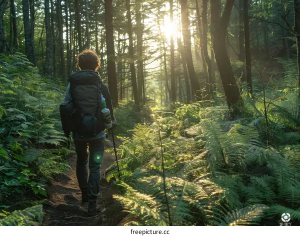 Man hiking in the forest