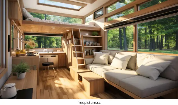 Modern Prefab Cabin in Wooded Forest