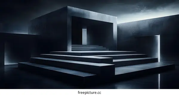Abstract Minimalist Concrete Architecture Staircase and Doorway