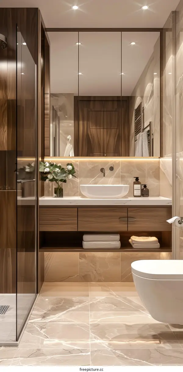 Modern Bathroom Interior Design with Marble Tiles
