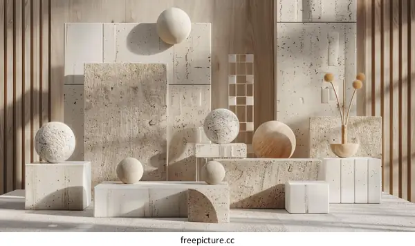 Modern Minimalist Scene with Geometric Forms