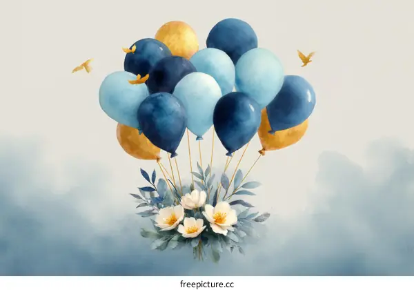 Watercolor Balloons in Pastel Shades