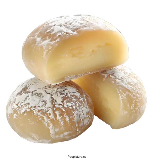 [Transparent Background PNG]Stack of Japanese Mochi on White Background