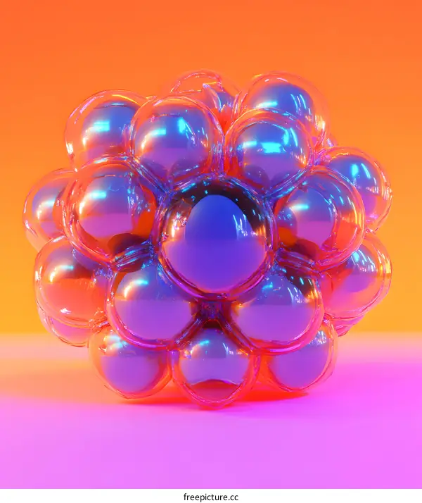 Abstract 3D Purple and Orange Spheres