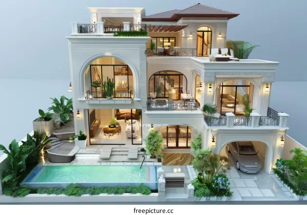 Luxury Mansion Exterior Design Illustration