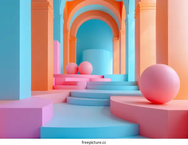 Abstract Colorful Geometric Architectural Interior Design