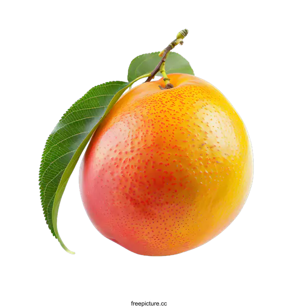 [Transparent Background PNG]Ripe Mango with Leaf Isolated on White Background