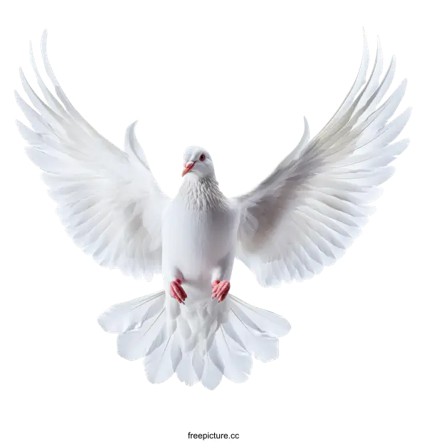 [Transparent Background PNG]White Dove in Flight Against a White Background