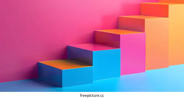 Abstract Geometric Background with Colorful Steps