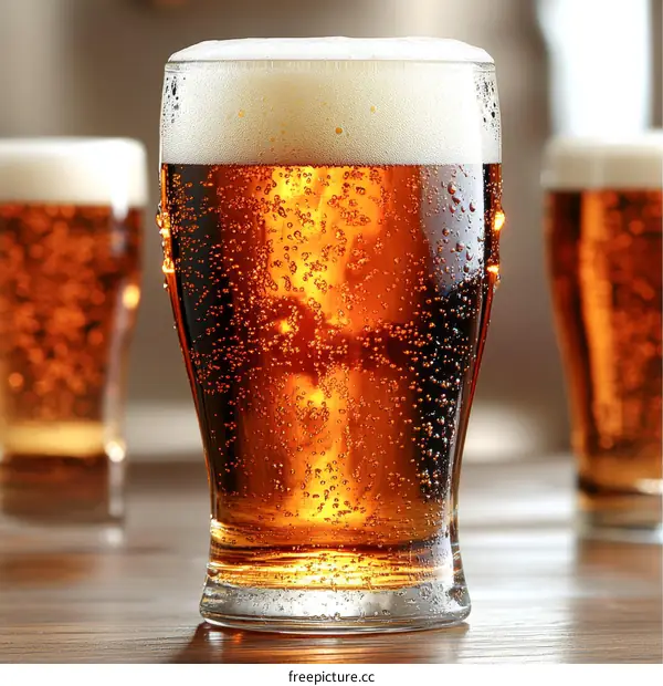 Close Up of Cold Beer in a Pint Glass