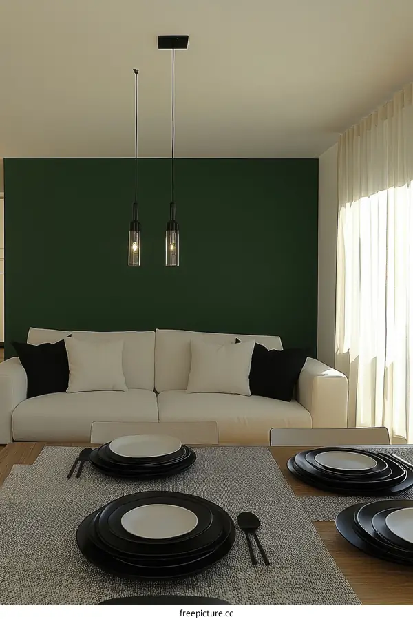 Modern Dining Room Interior Design with Pendant Lights