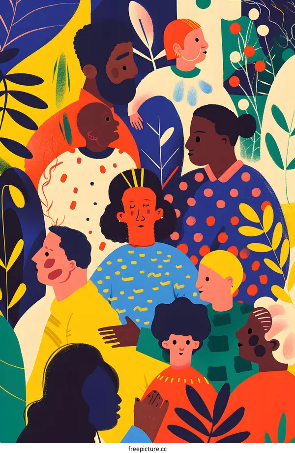 Diversity and Inclusion Illustration of People in a Garden