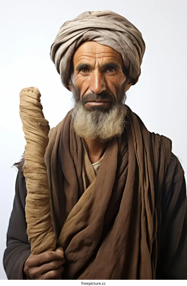 Portrait of an old man with a turban