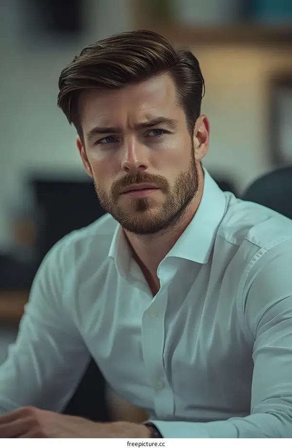 Portrait of Handsome Business Man in White Shirt
