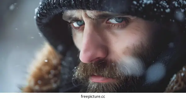 Portrait of a Man with a Beard and Blue Eyes