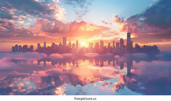 New York City Skyline at Sunset