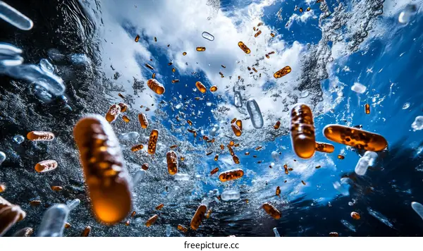 Floating Capsules Underwater Sky View