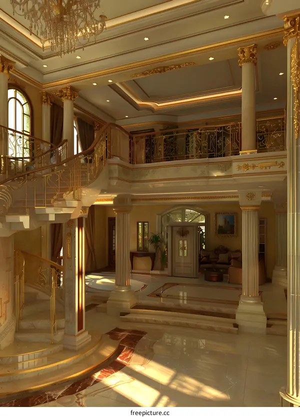 Grand Staircase in a Luxurious Mansion