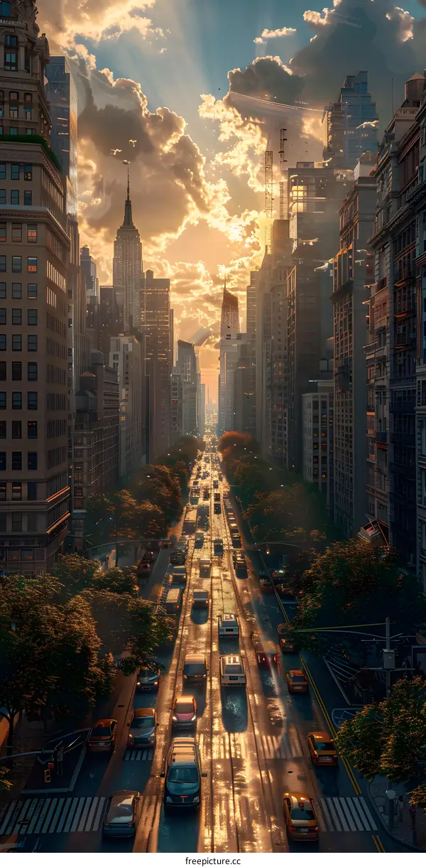 New York City Sunset Over Fifth Avenue